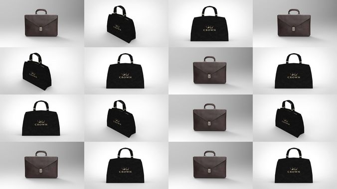 Low poly Bags leather briefcase 3D Model Collection