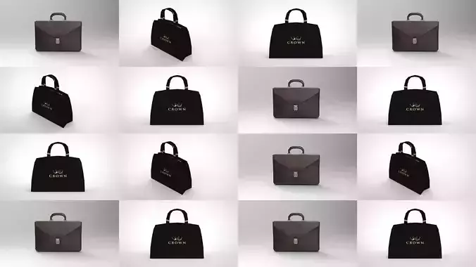 Low poly Bags leather briefcase 3D Model Collection