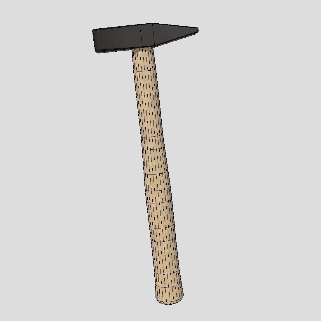 CC0 - Hammer axe with wooden handle Free low-poly 3D model_4