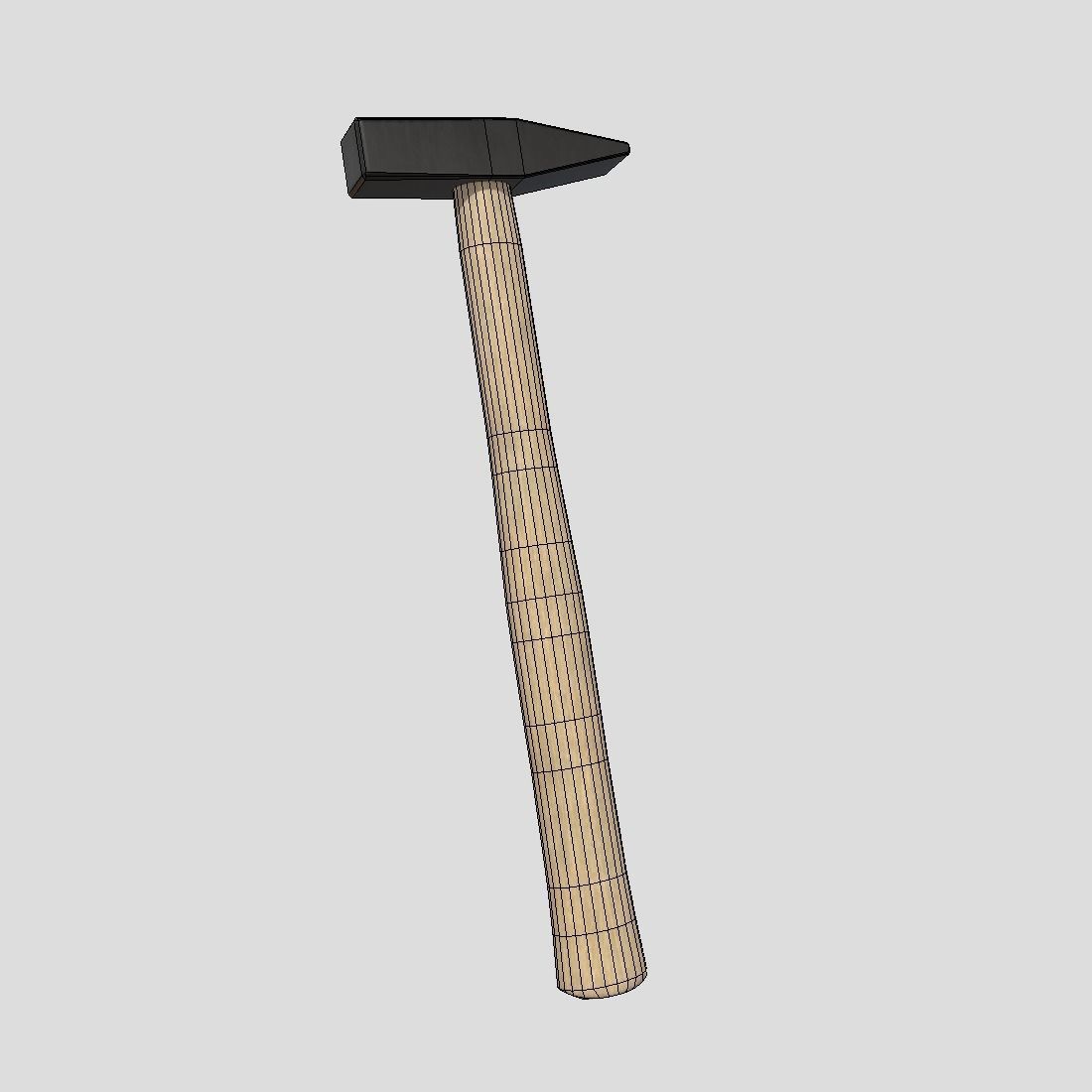CC0 - Hammer axe with wooden handle Free low-poly 3D model_2