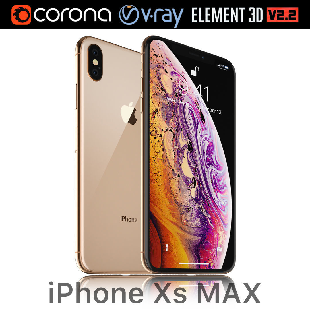 Apple iPhone XS MAX Gold 3D model_1