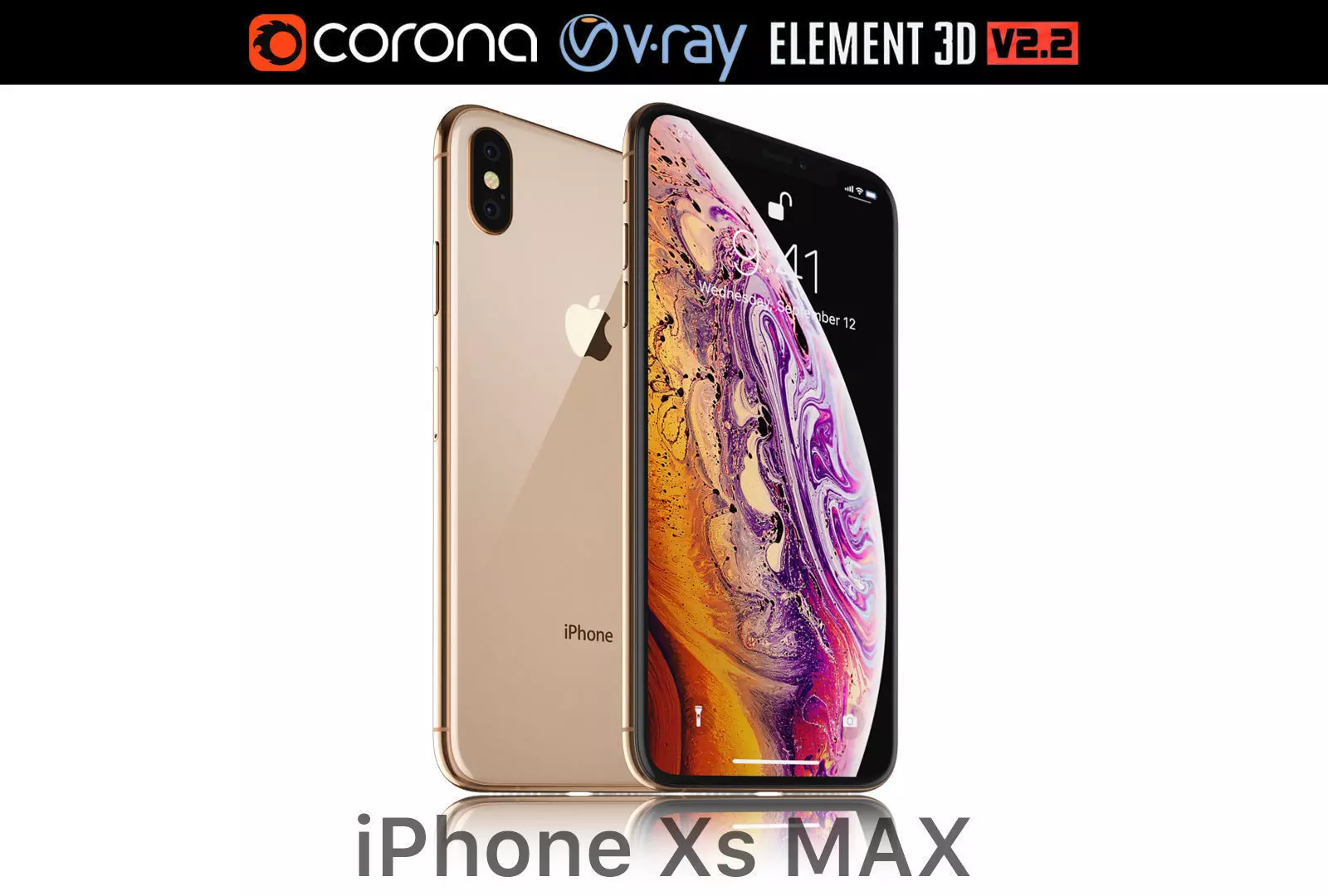 Apple iPhone XS MAX Gold 3D model_0