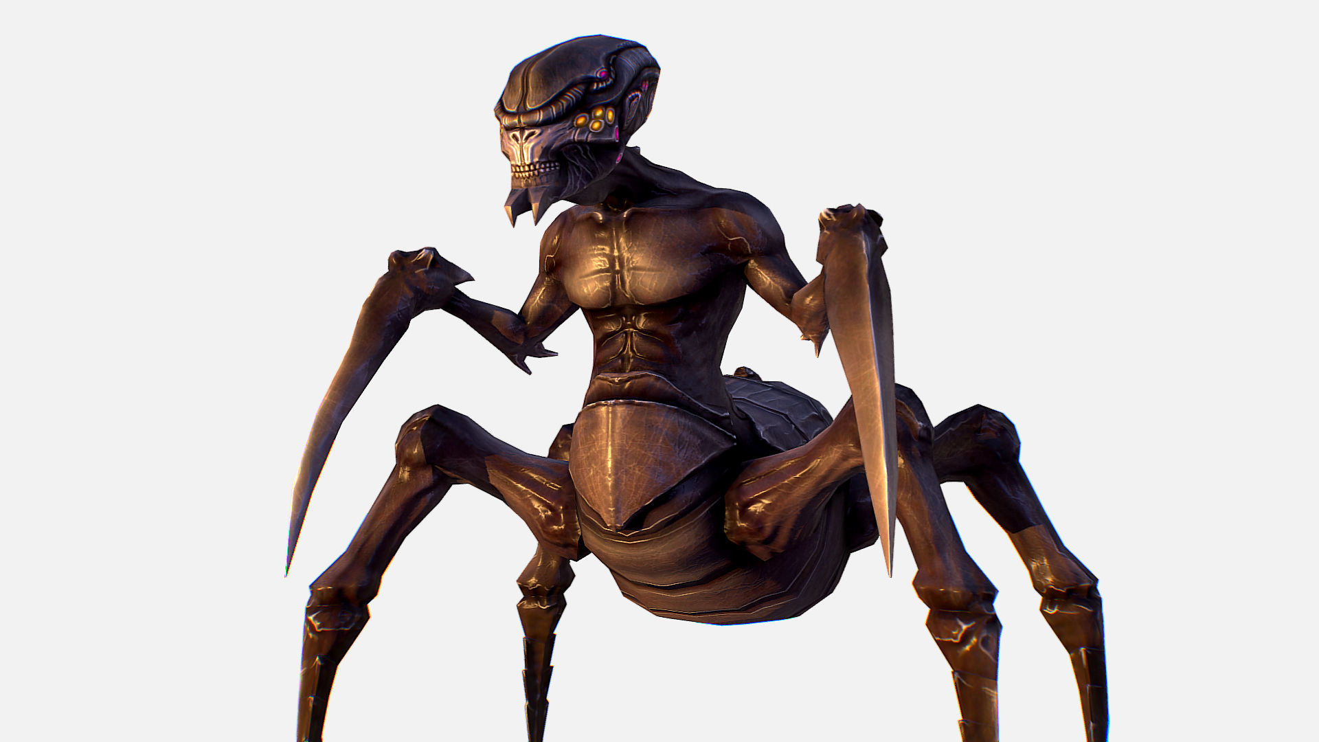 Arthropod Alien Hornbeam Bug Game Character Low-poly 3D model_10
