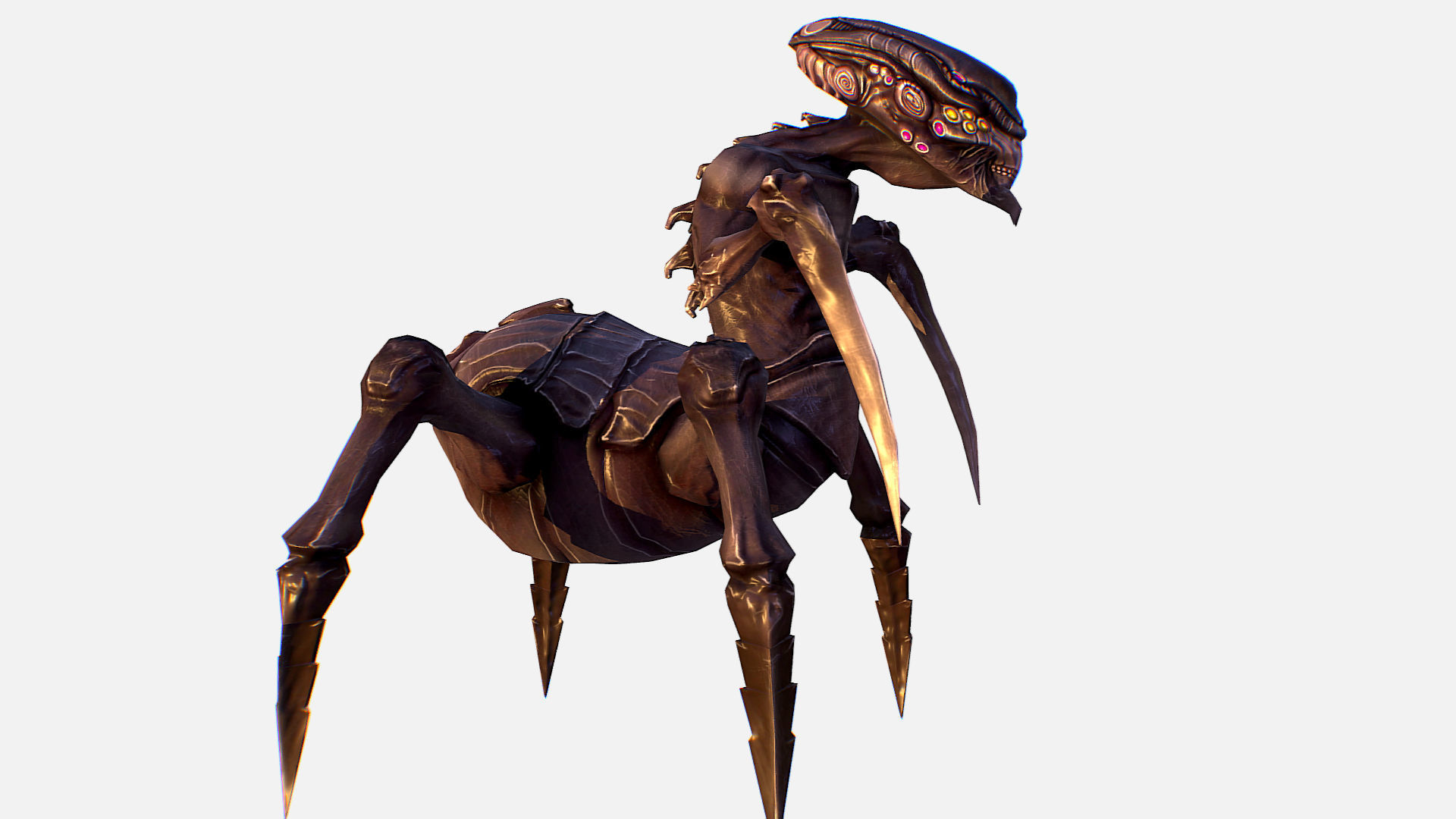Arthropod Alien Hornbeam Bug Game Character Low-poly 3D model_8