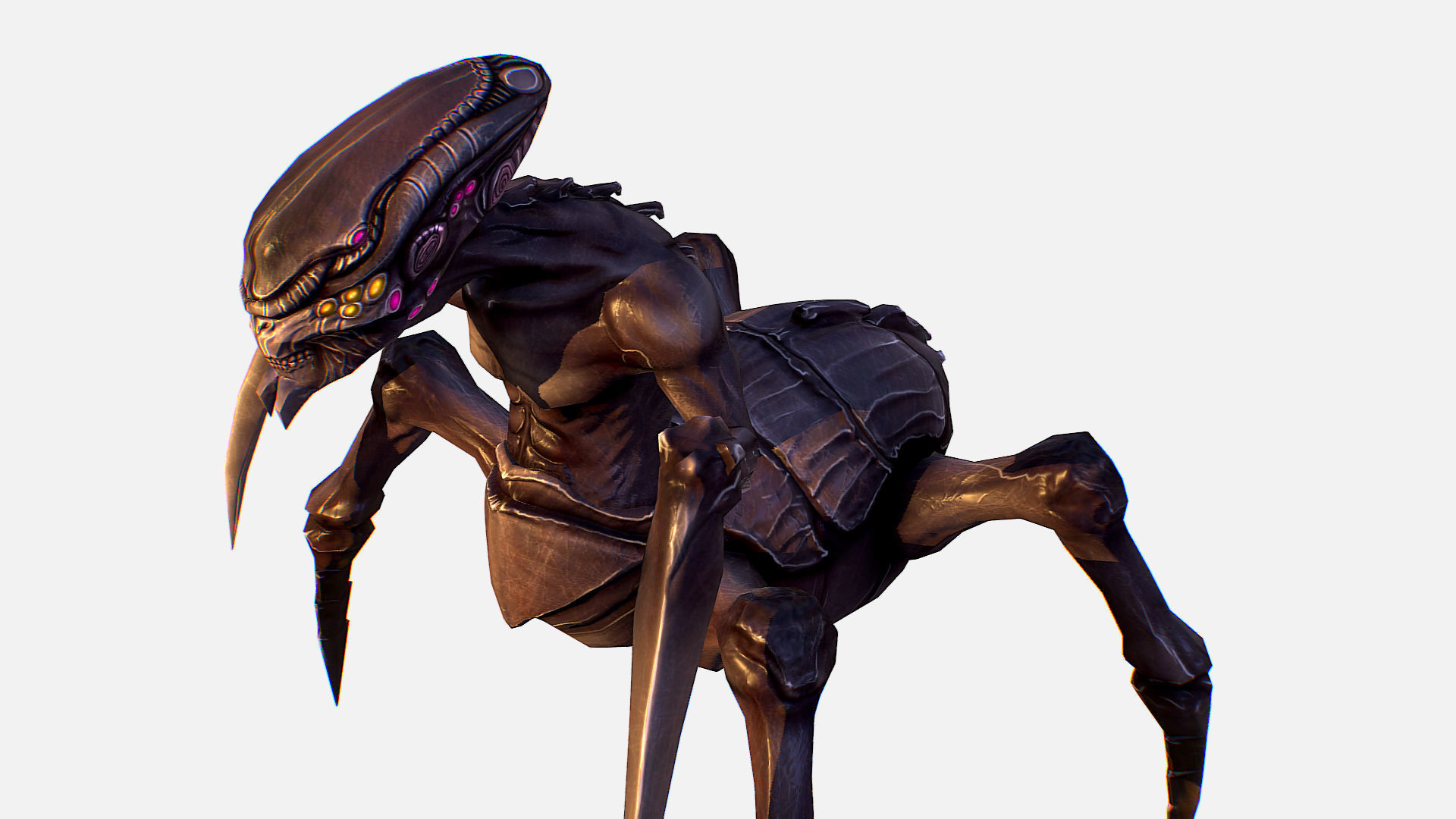 Arthropod Alien Hornbeam Bug Game Character Low-poly 3D model_12