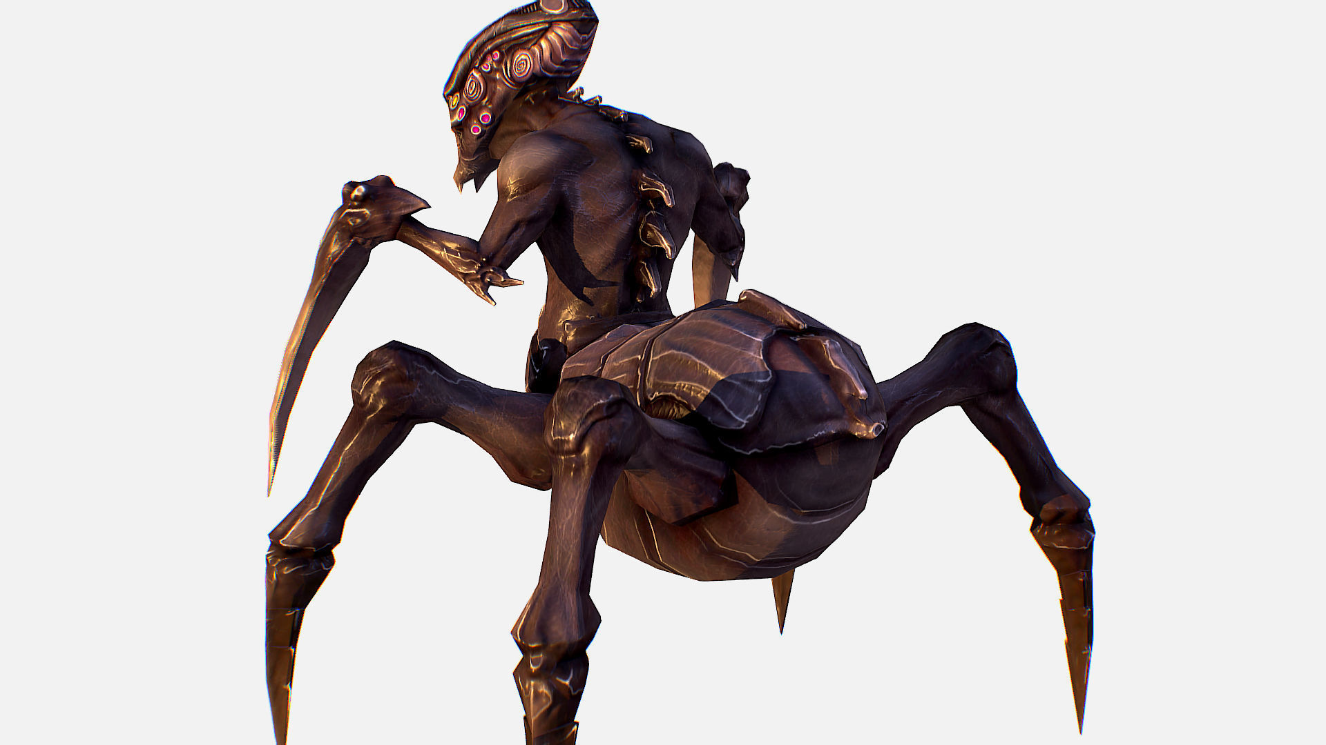 Arthropod Alien Hornbeam Bug Game Character Low-poly 3D model_16