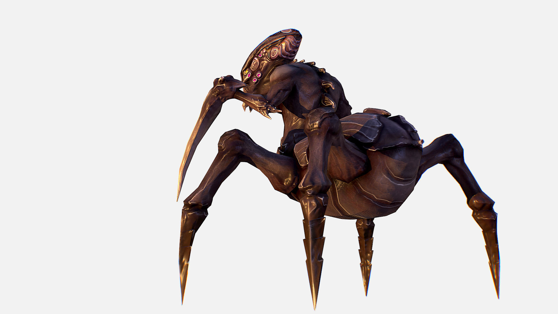 Arthropod Alien Hornbeam Bug Game Character Low-poly 3D model_4