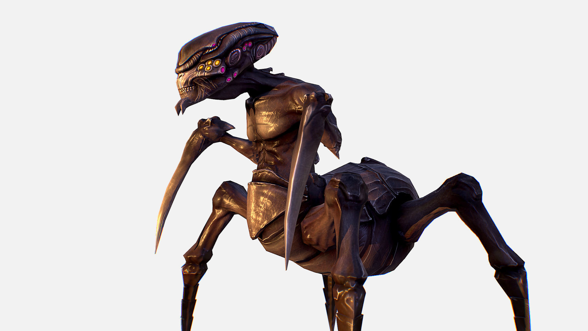 Arthropod Alien Hornbeam Bug Game Character Low-poly 3D model_11