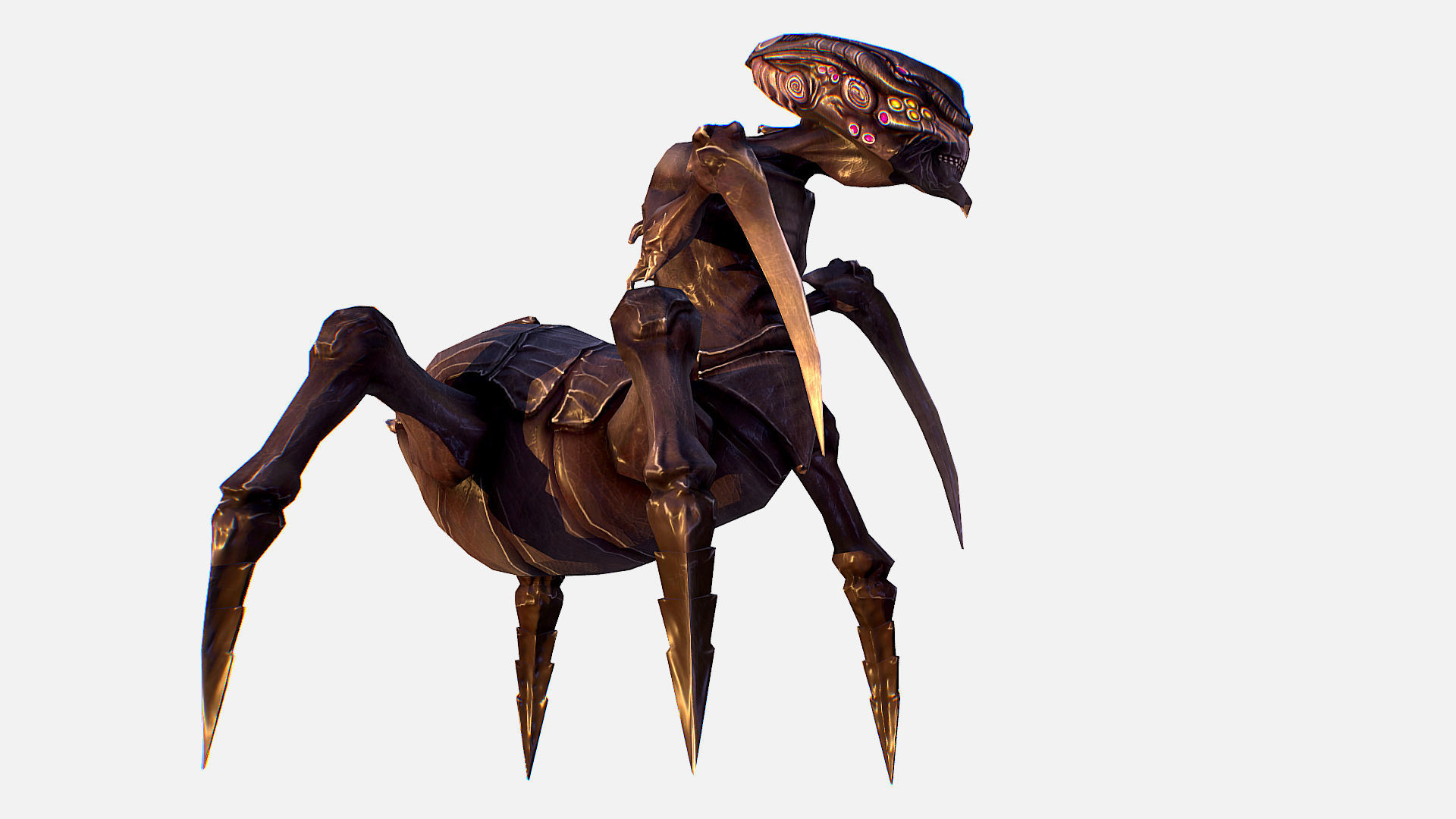 Arthropod Alien Hornbeam Bug Game Character Low-poly 3D model_7