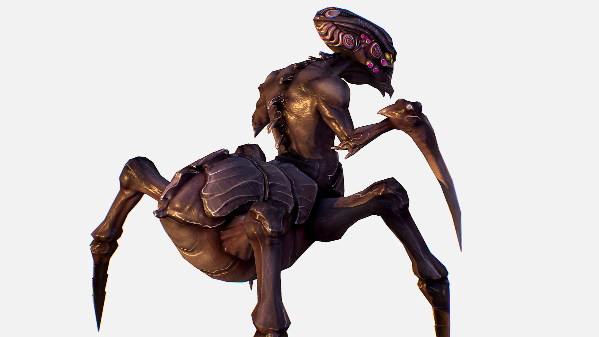Arthropod Alien Hornbeam Bug Game Character Low-poly 3D model_17