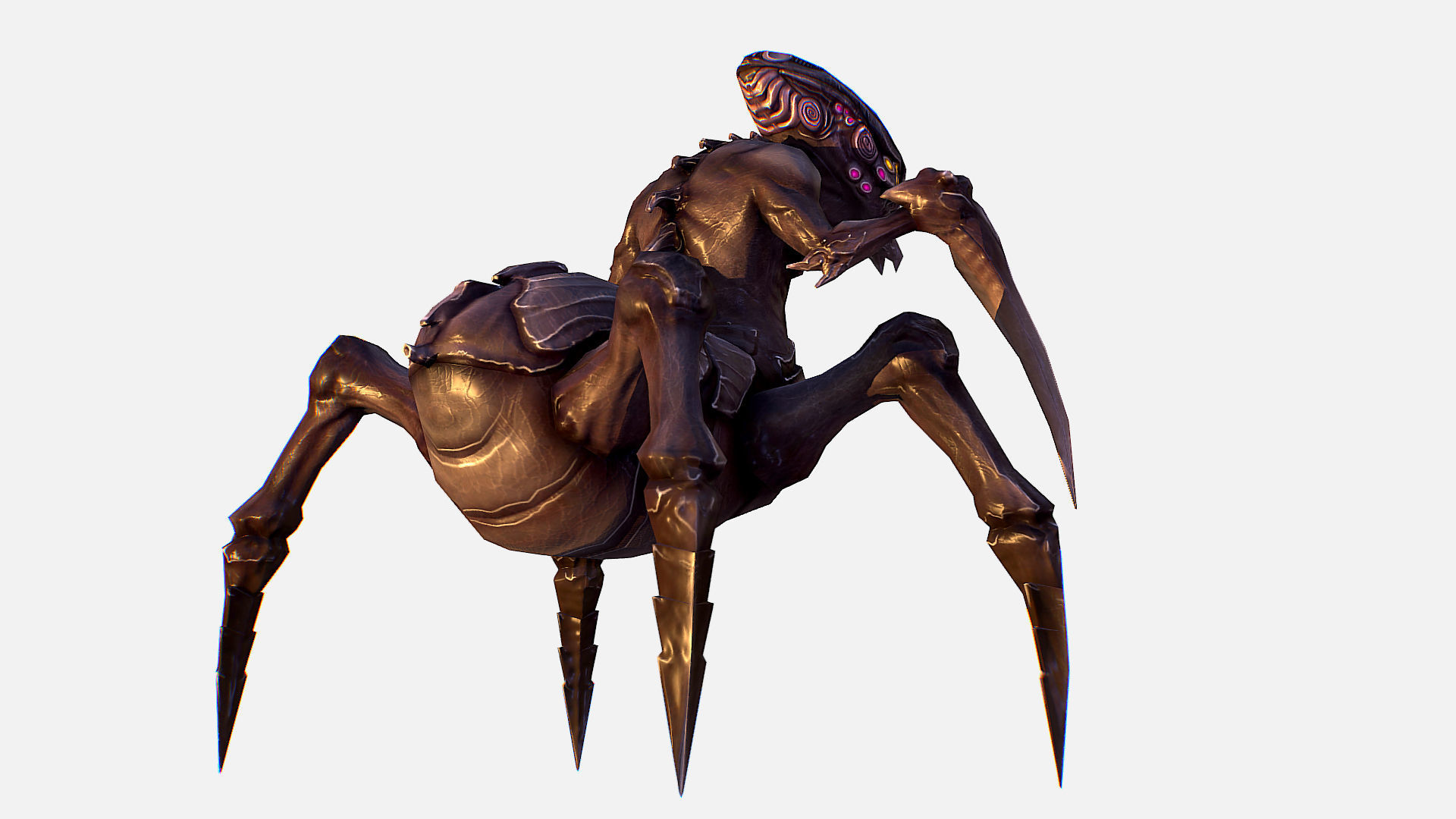 Arthropod Alien Hornbeam Bug Game Character Low-poly 3D model_6