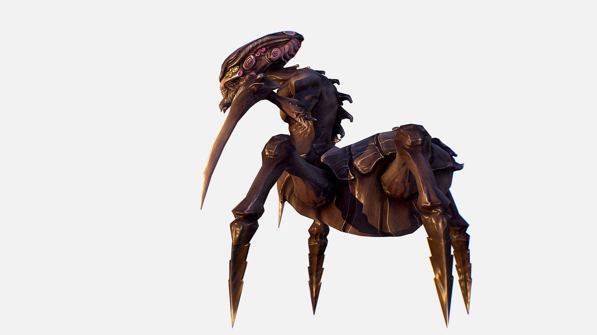 Arthropod Alien Hornbeam Bug Game Character Low-poly 3D model_3
