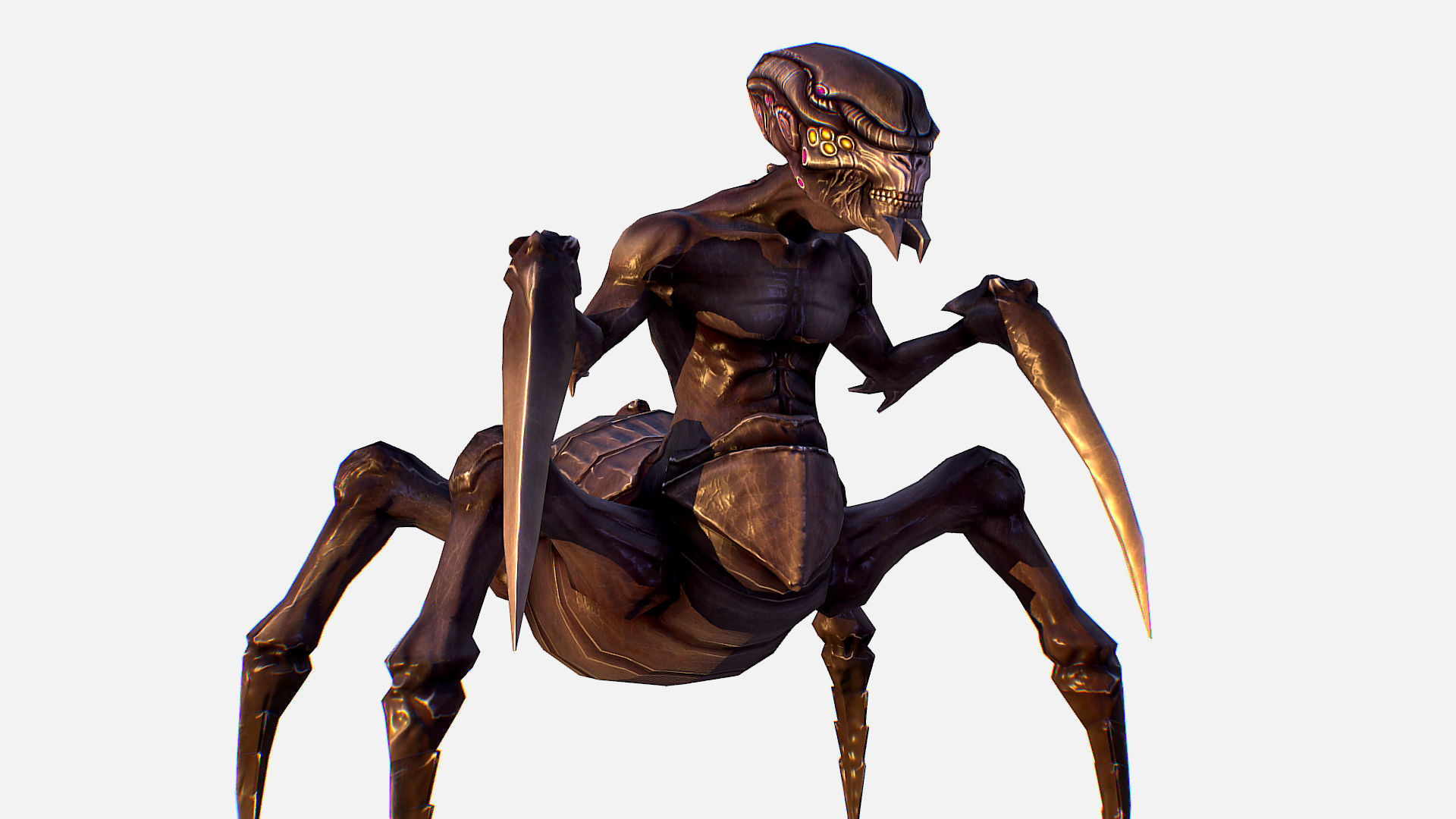 Arthropod Alien Hornbeam Bug Game Character Low-poly 3D model_9