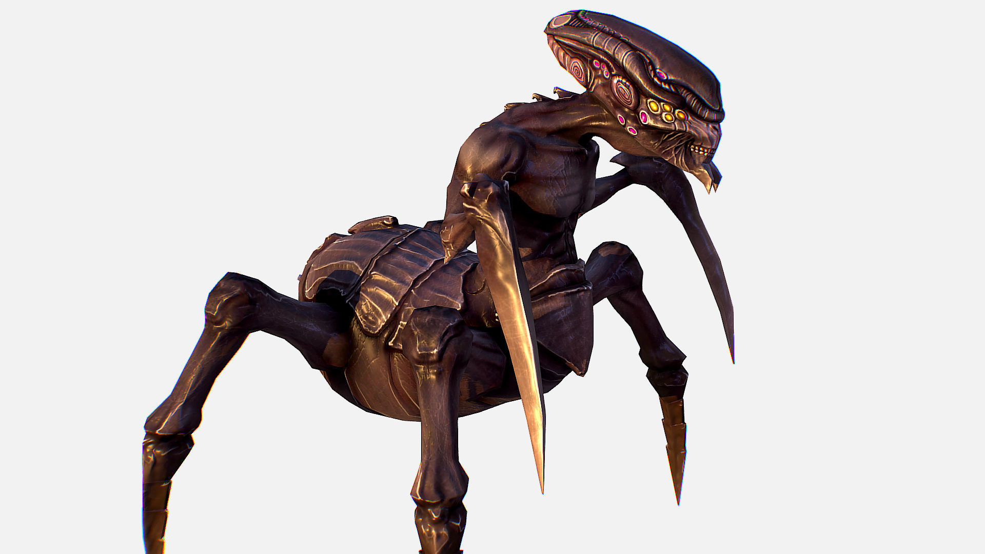 Arthropod Alien Hornbeam Bug Game Character Low-poly 3D model_19