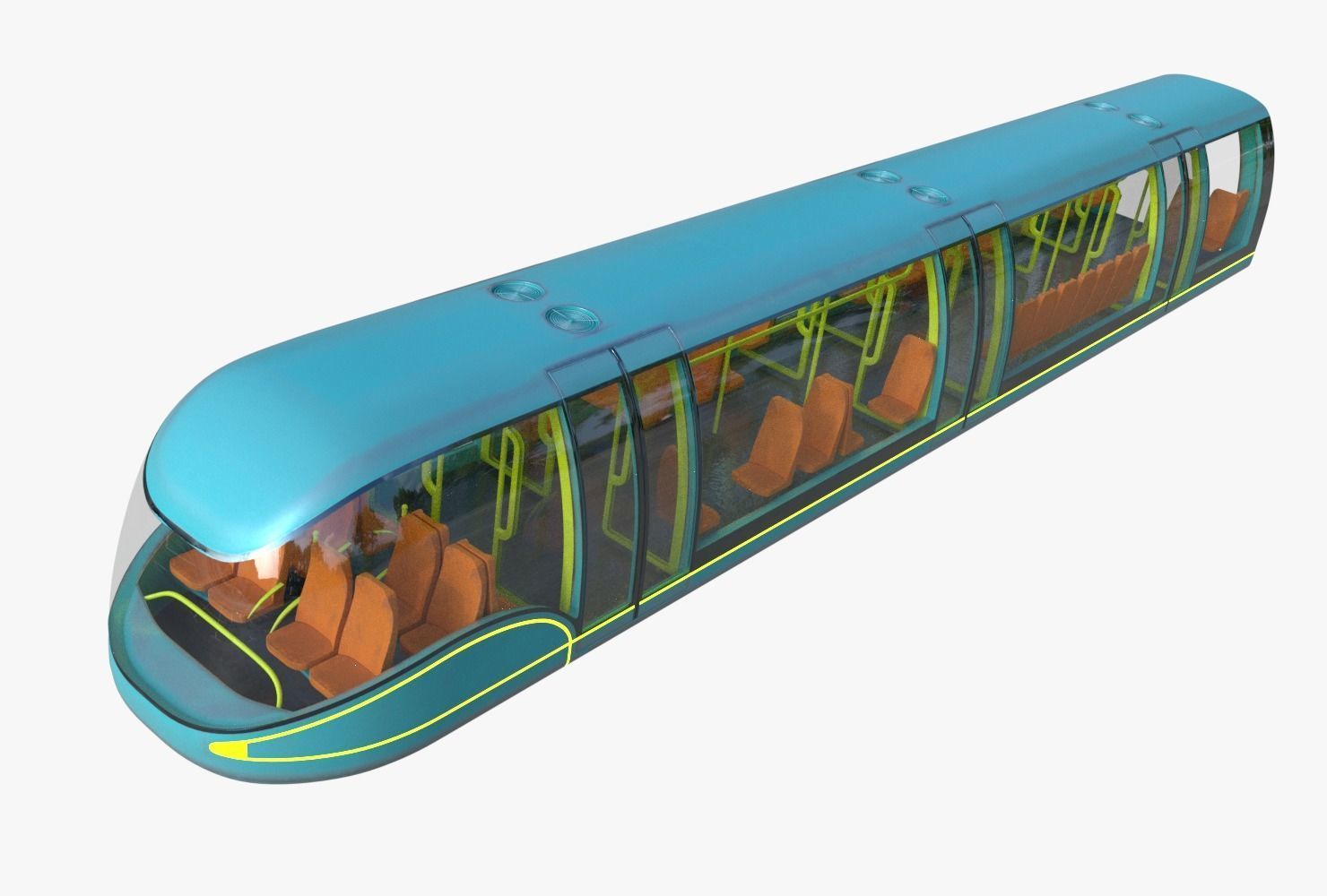 Sci-fi subway car II PBR 3D model_2