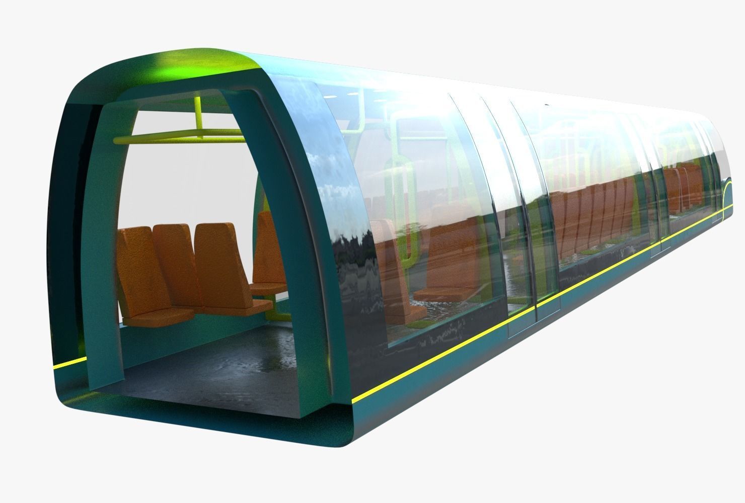 Sci-fi subway car II PBR 3D model_8