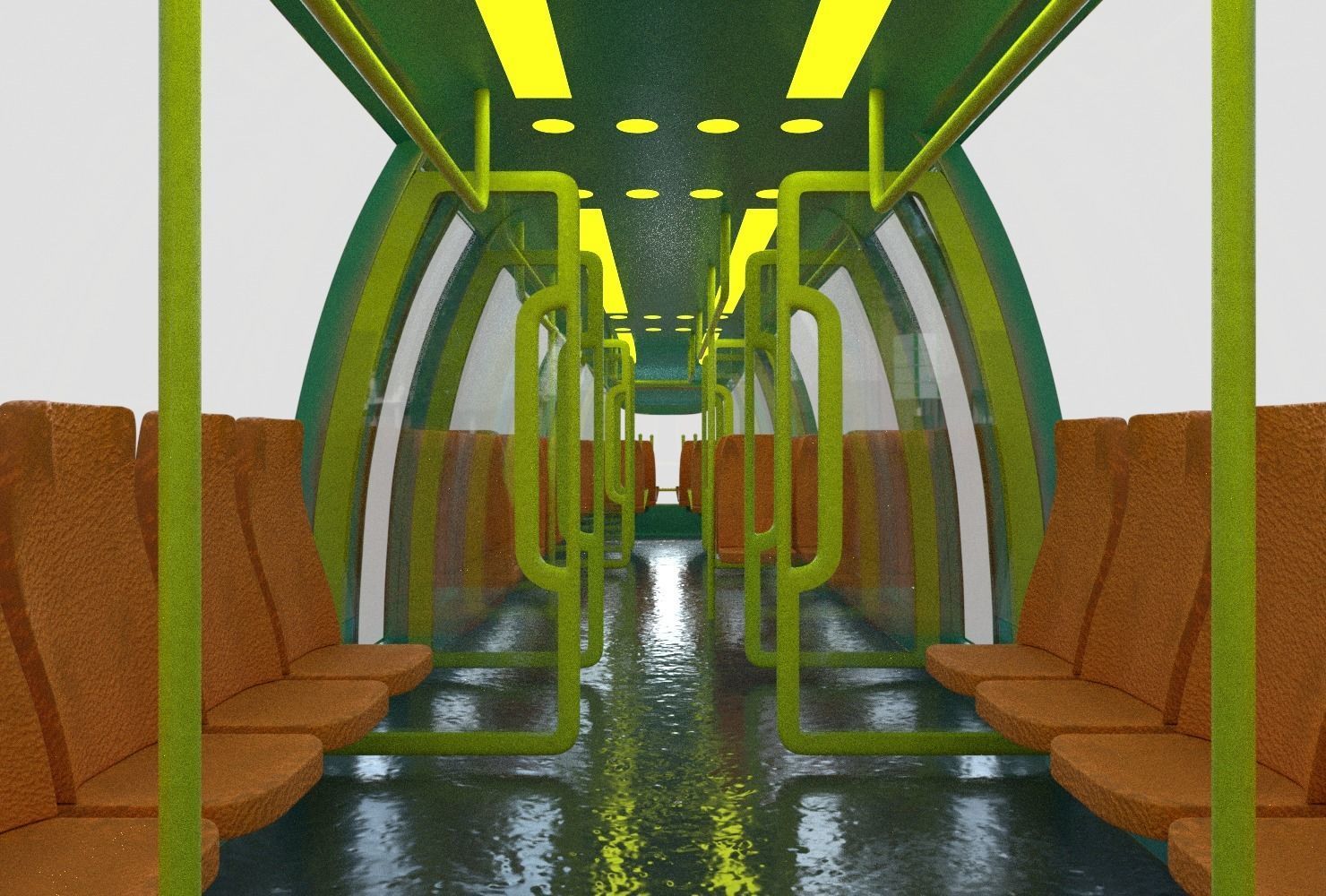Sci-fi subway car II PBR 3D model_6