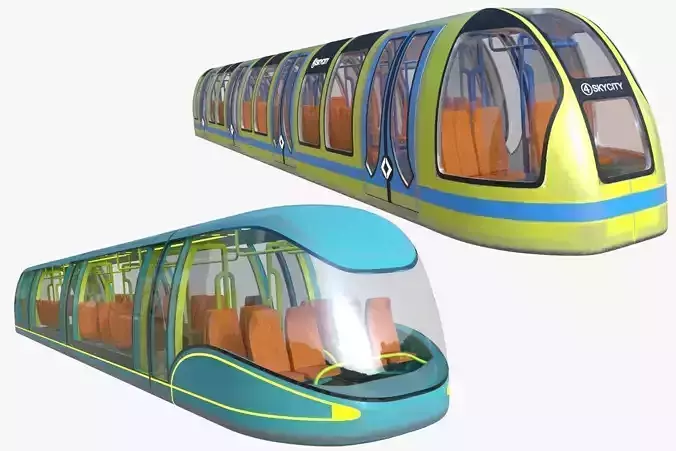 Sci-fi metro trains PBR 3D Model Collection