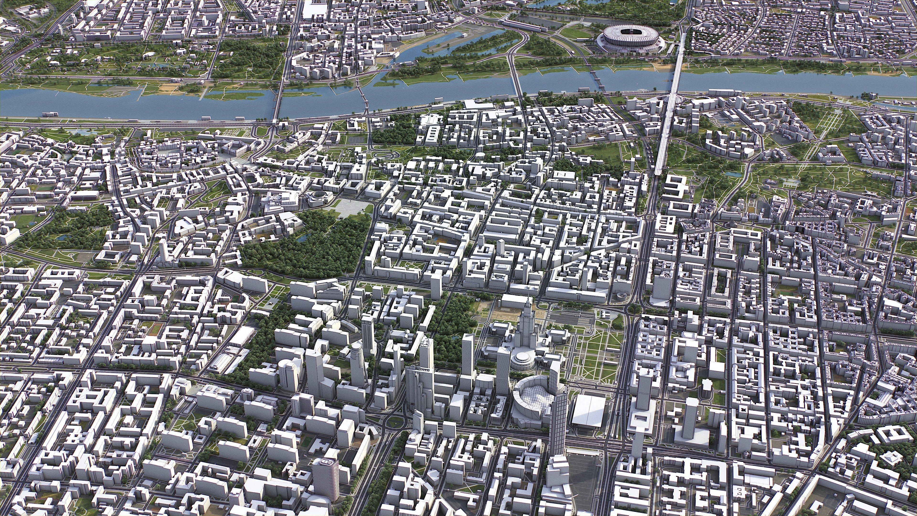 Warsaw Low-poly 3D model_1