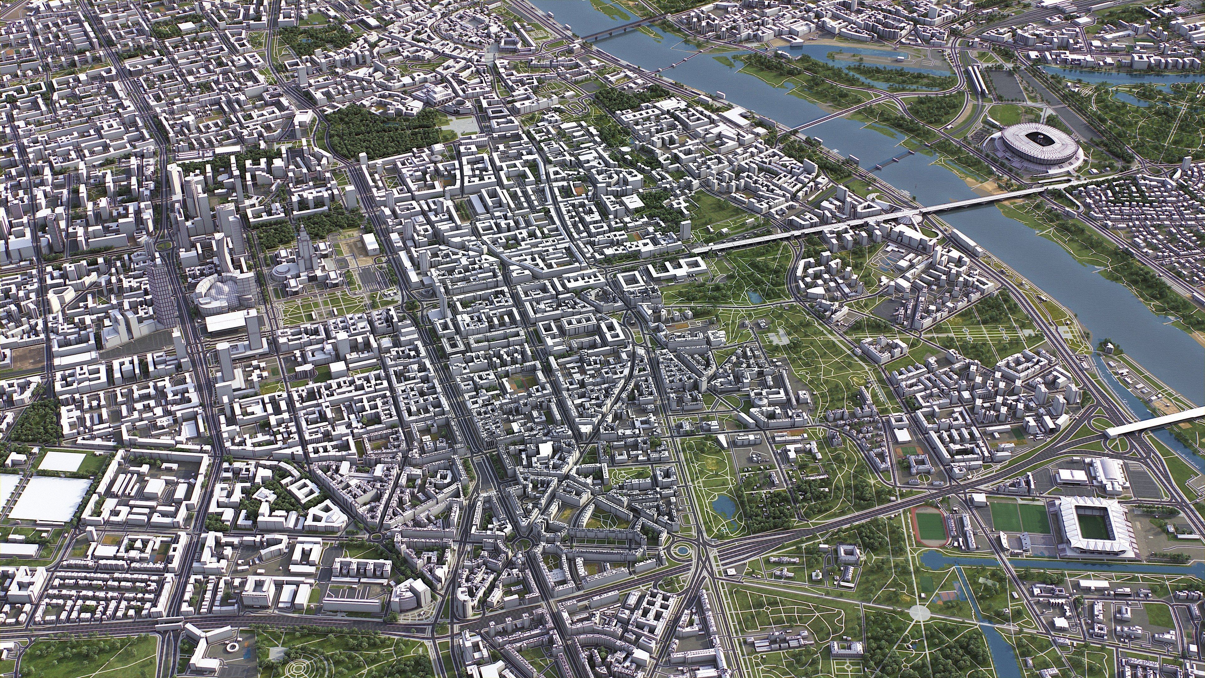 Warsaw Low-poly 3D model_2