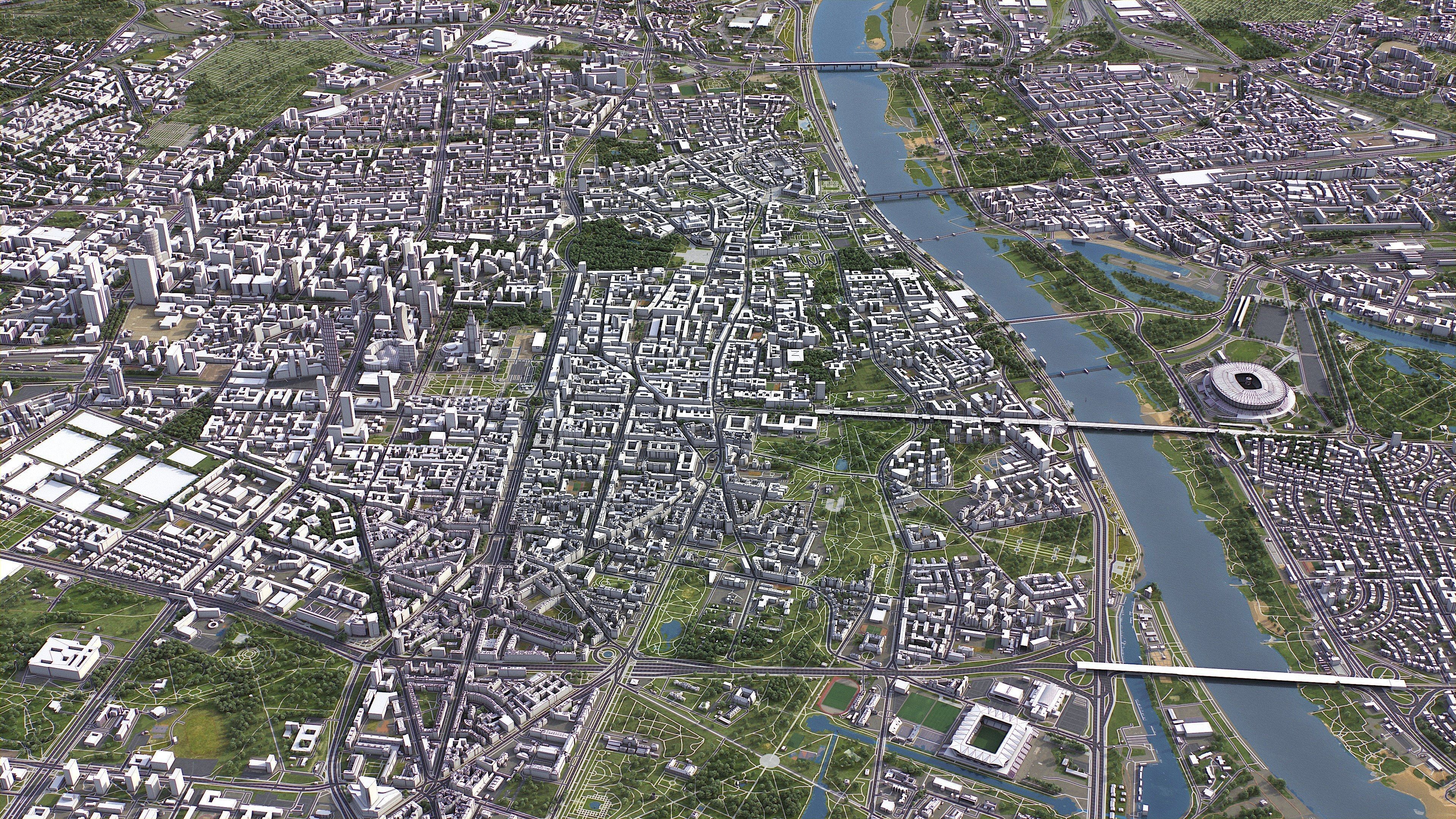 Warsaw Low-poly 3D model_7