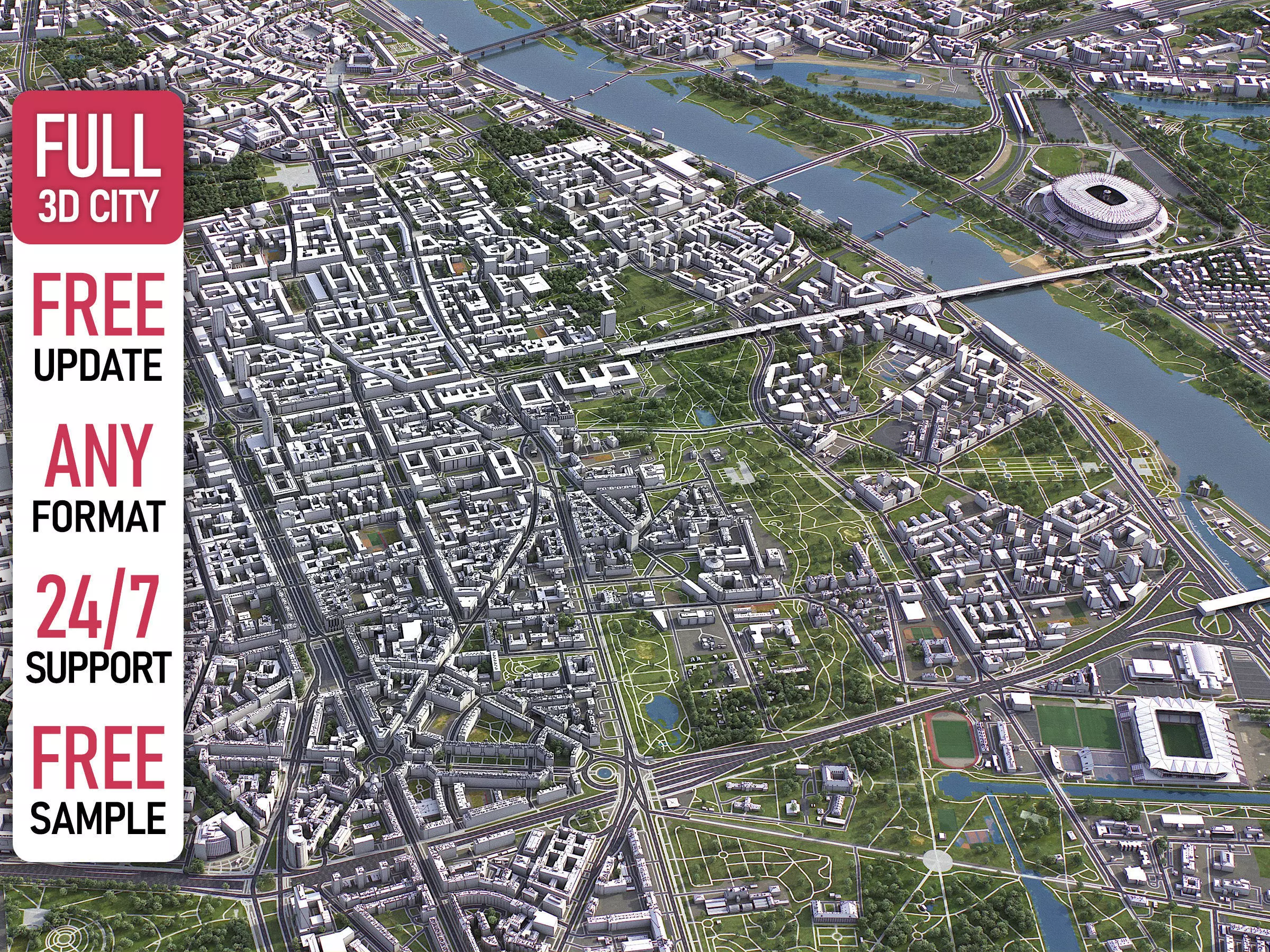 Warsaw Low-poly 3D model_0