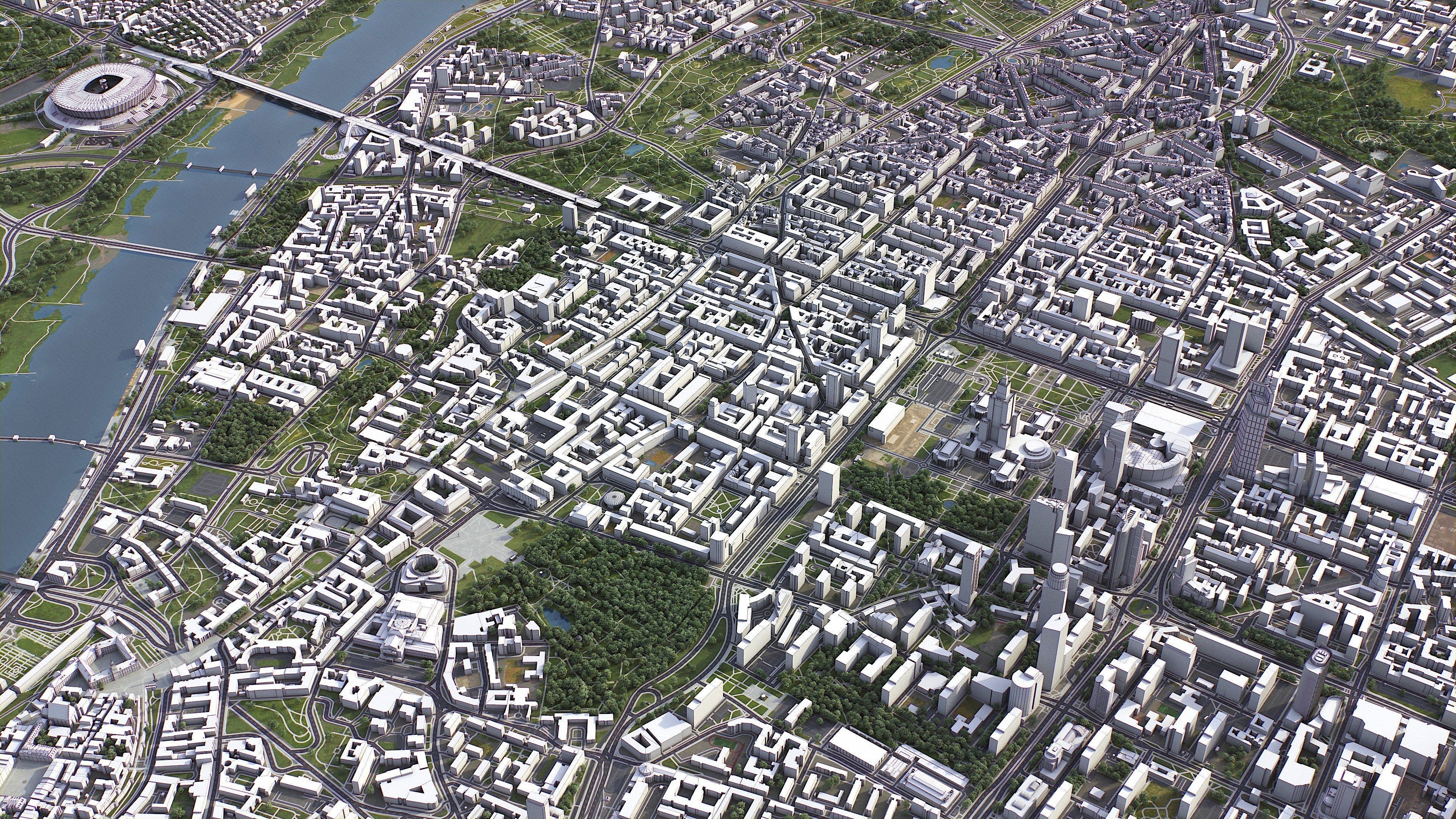 Warsaw Low-poly 3D model_6