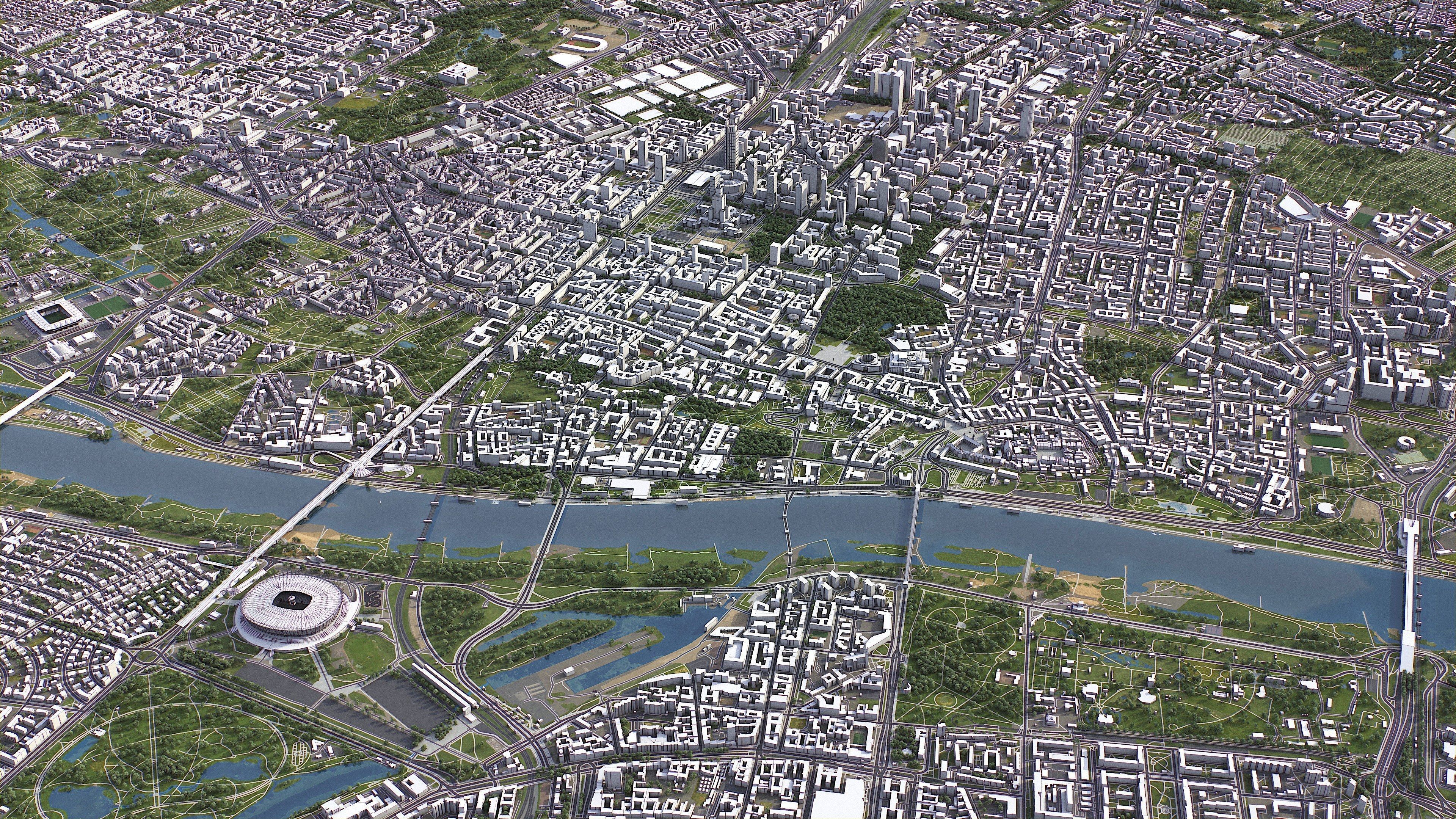 Warsaw Low-poly 3D model_8