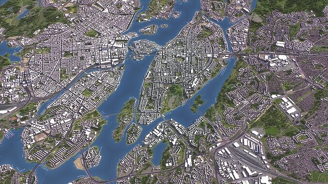 Stockholm - 3D City Model Low-poly 3D model 3