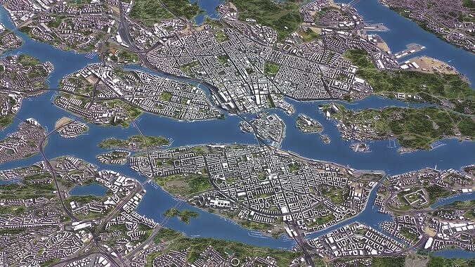 Stockholm - 3D City Model Low-poly 3D model 2