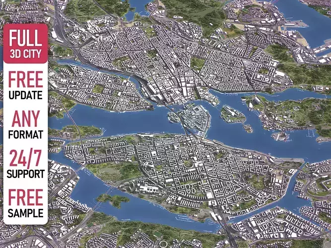 Stockholm - 3D City Model Low-poly 3D model
