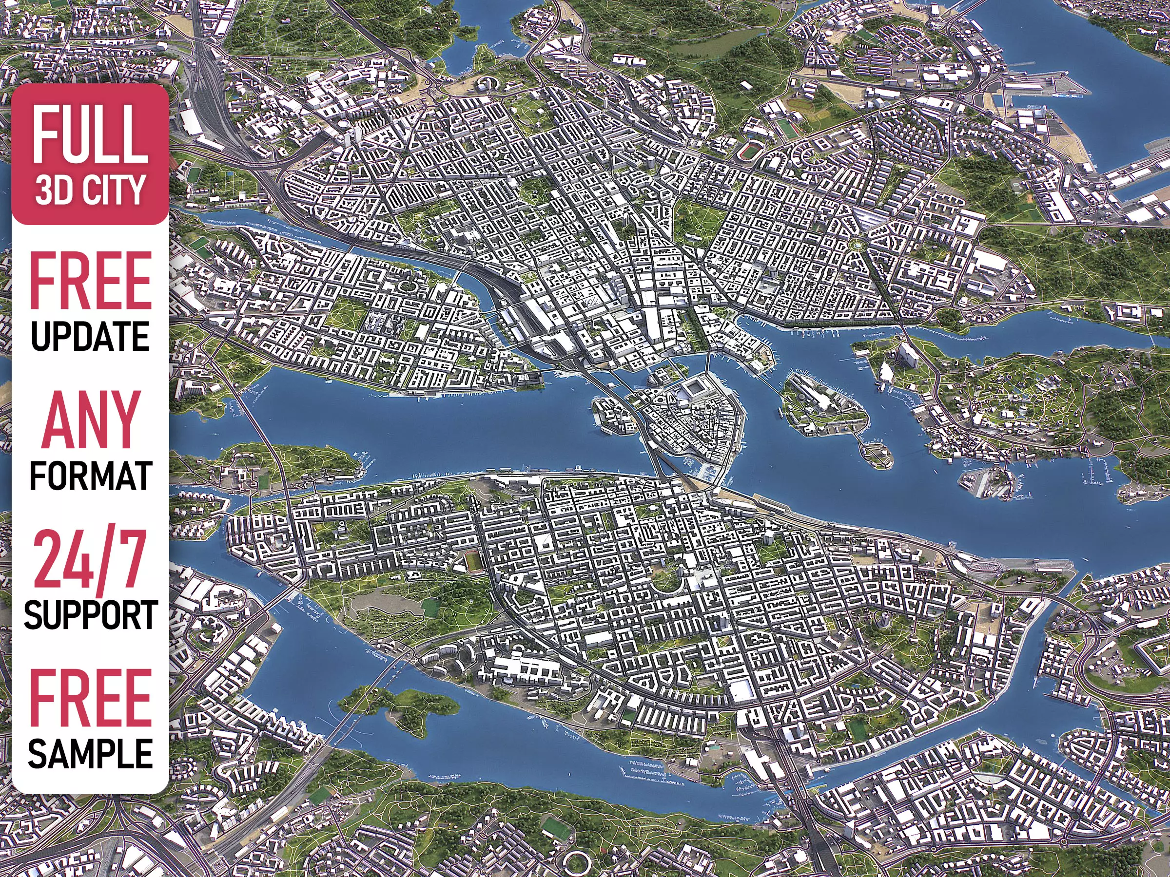 Stockholm - 3D City Model Low-poly 3D model_0