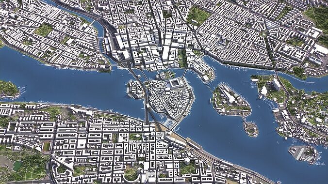 Stockholm - 3D City Model Low-poly 3D model 6