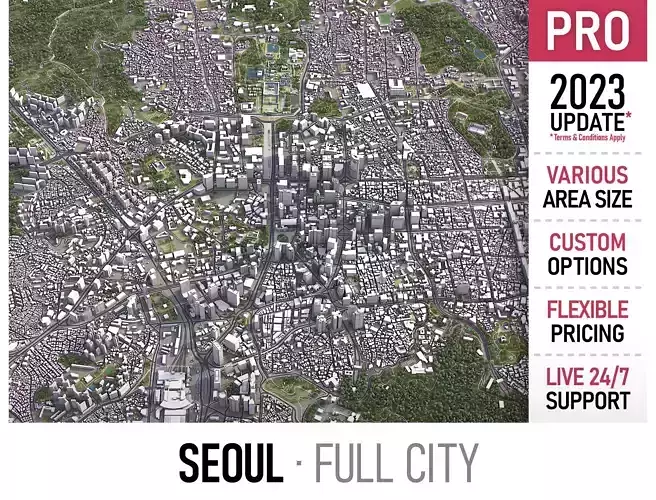 Seoul - 3D City Model Low-poly 3D model