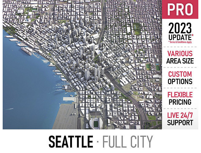 Seattle - 3D City Model Low-poly 3D model