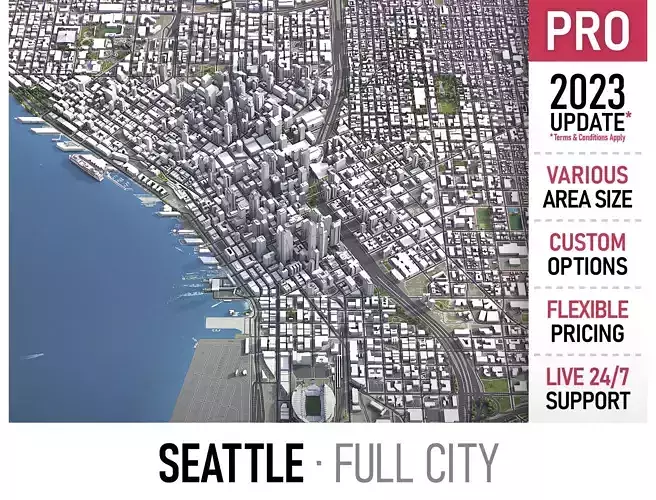 Seattle - 3D City Model Low-poly 3D model