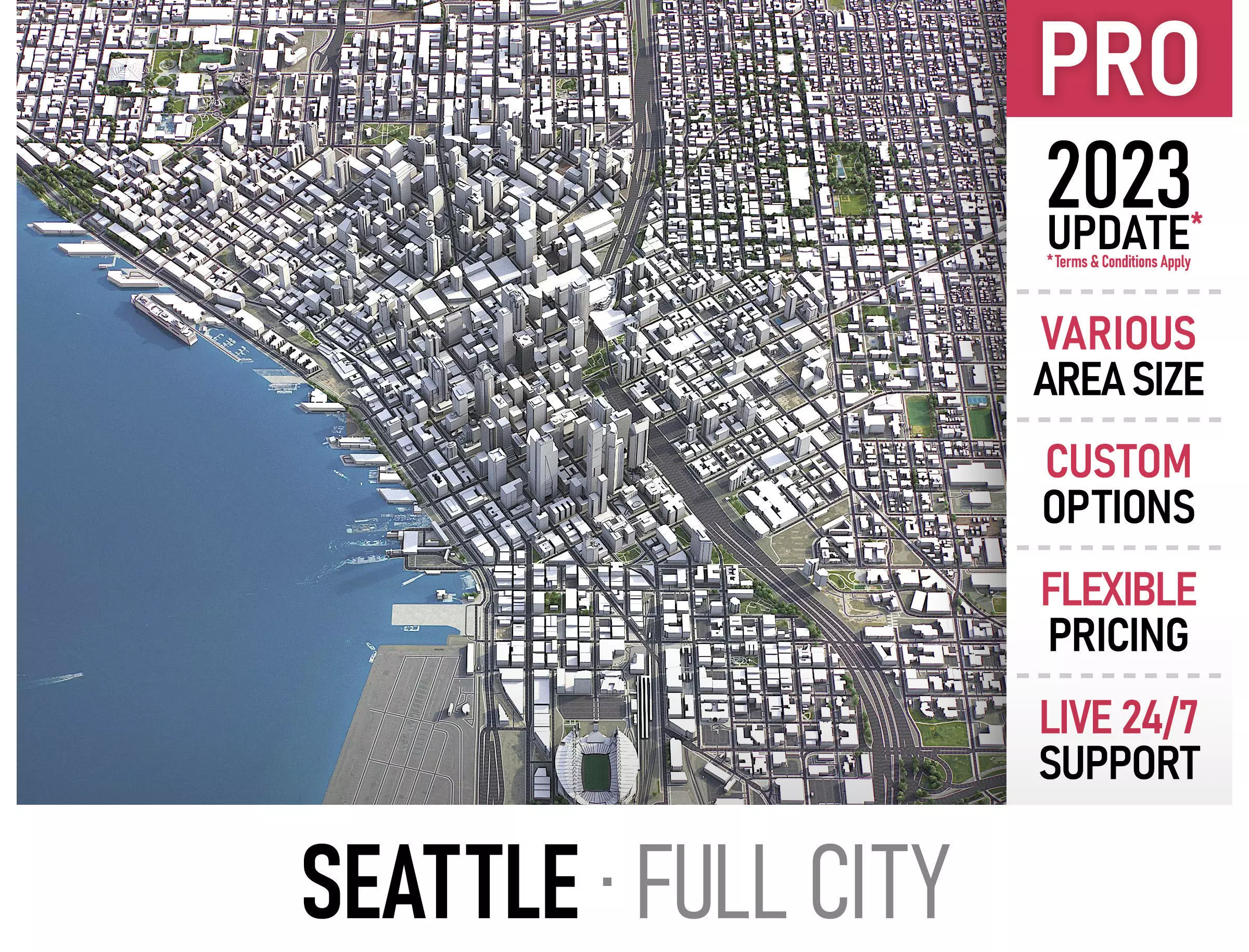 Seattle - 3D City Model Low-poly 3D model_0