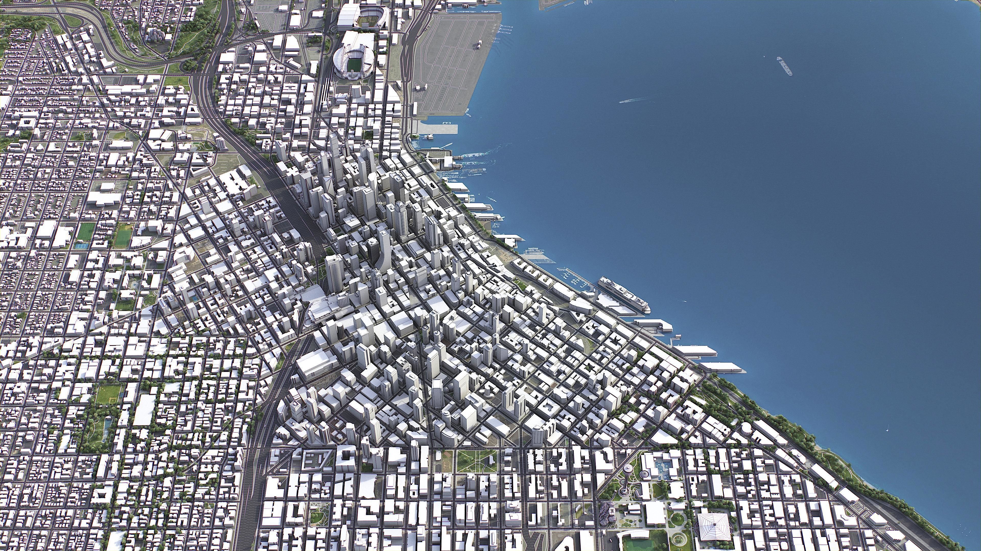 Seattle - 3D City Model Low-poly 3D model_1