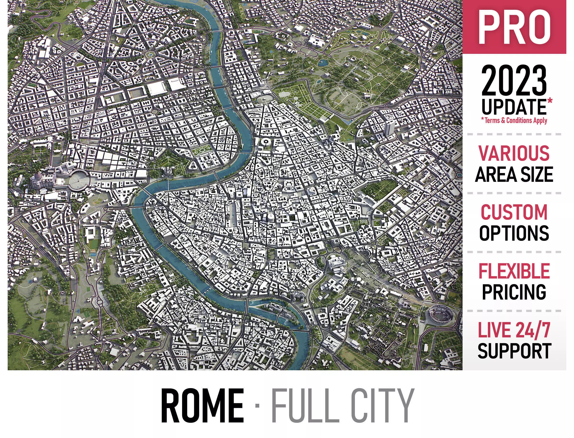 Rome - city Low-poly 3D model_0