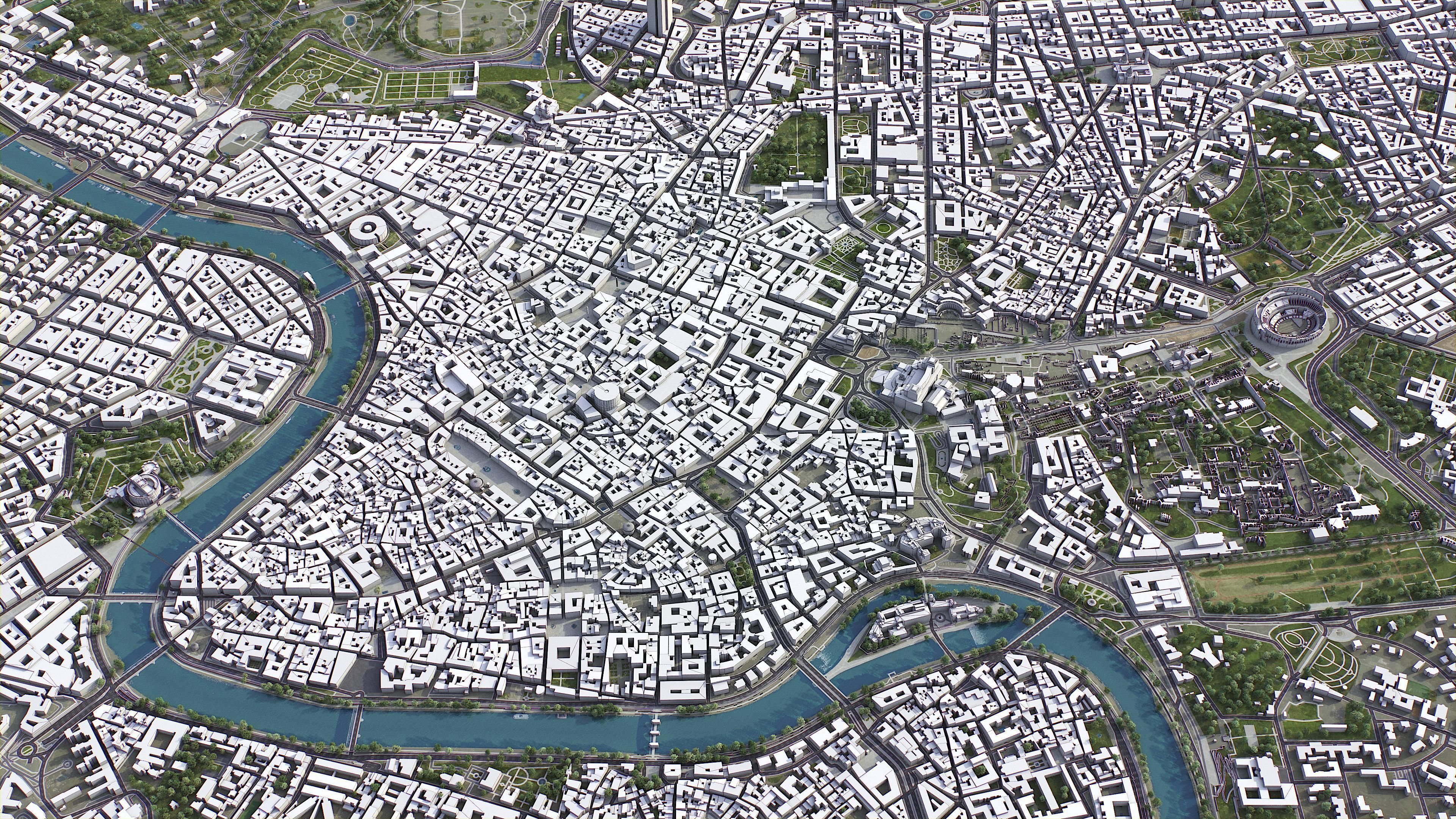 Rome - city Low-poly 3D model_4