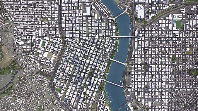 Portland Low-poly 3D model 7