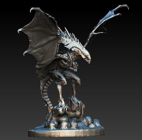 Flying queen alien xenomorph 3D model_1