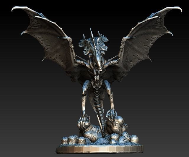 Flying queen alien xenomorph 3D model_2