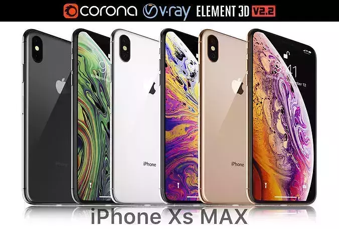 Apple iPhone XS MAX all colors 3D model
