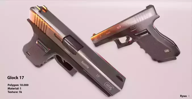 Glock 17 Low-poly 3D model
