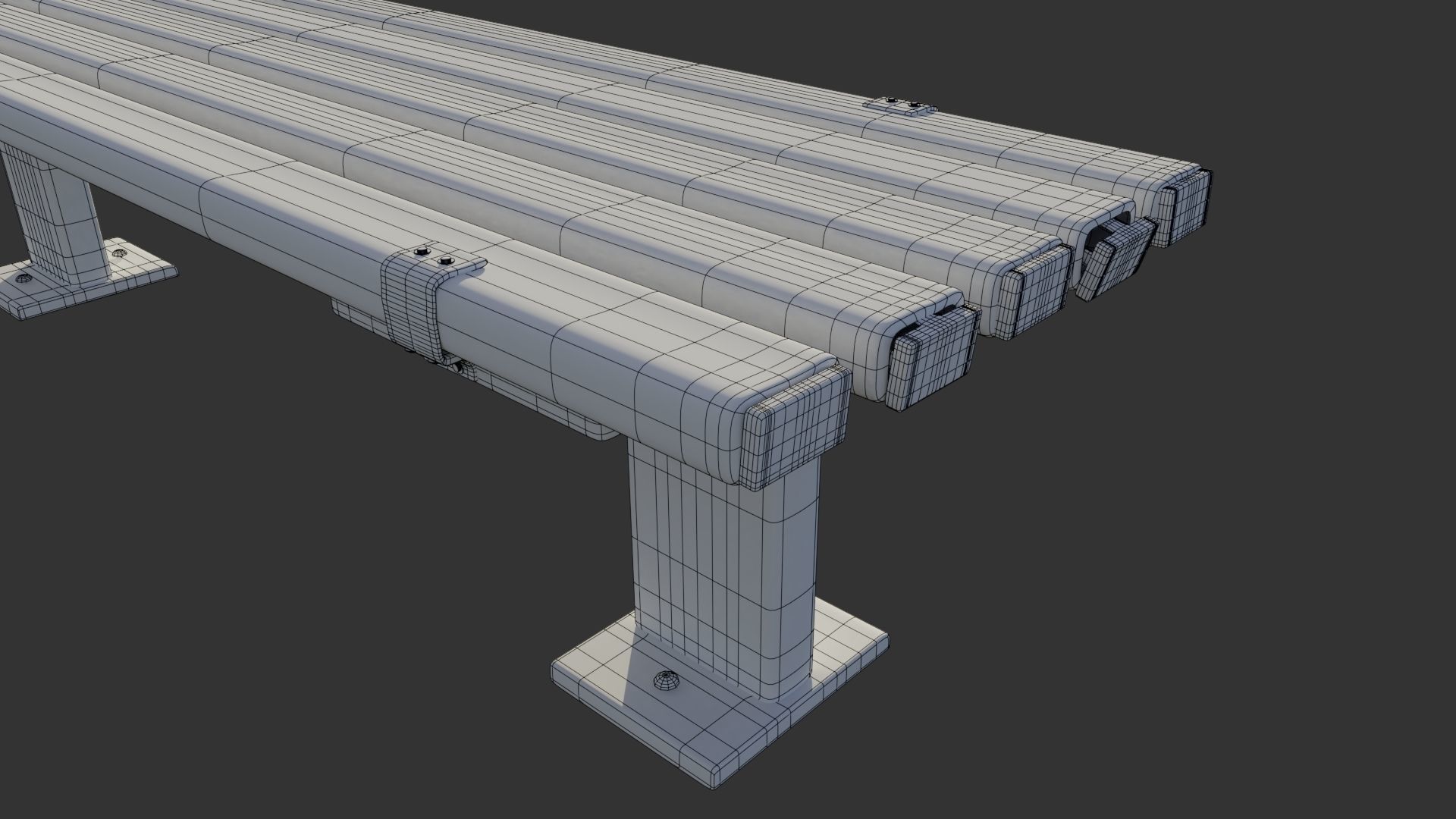 Bench Clean Metal 3D model_7