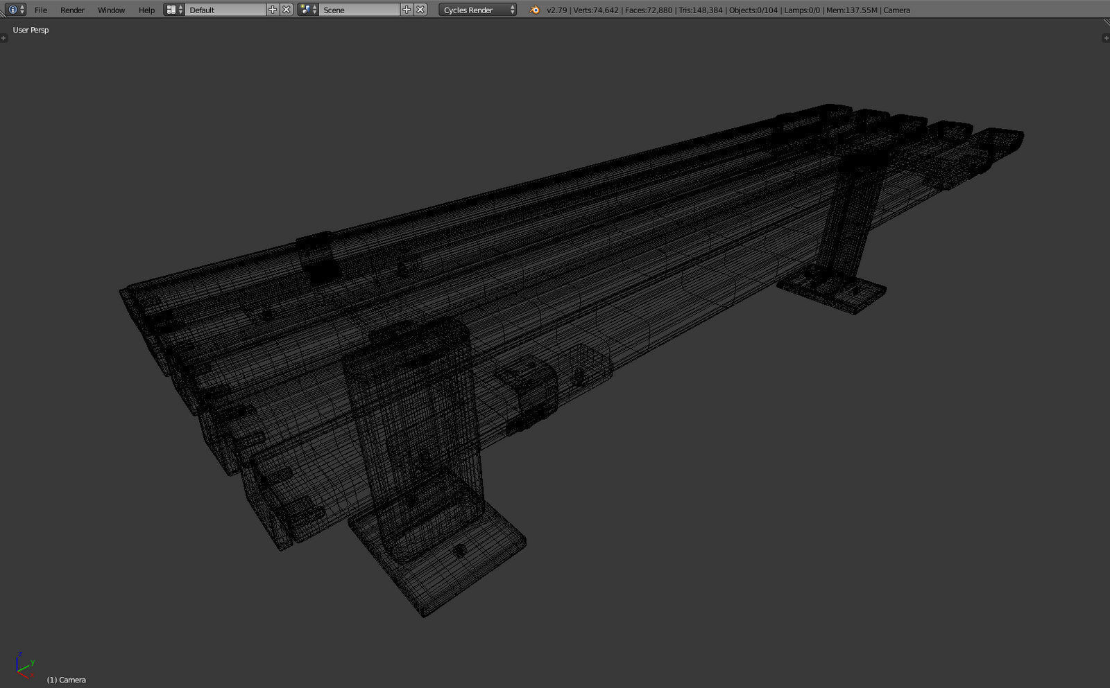 Bench Clean Metal 3D model_13