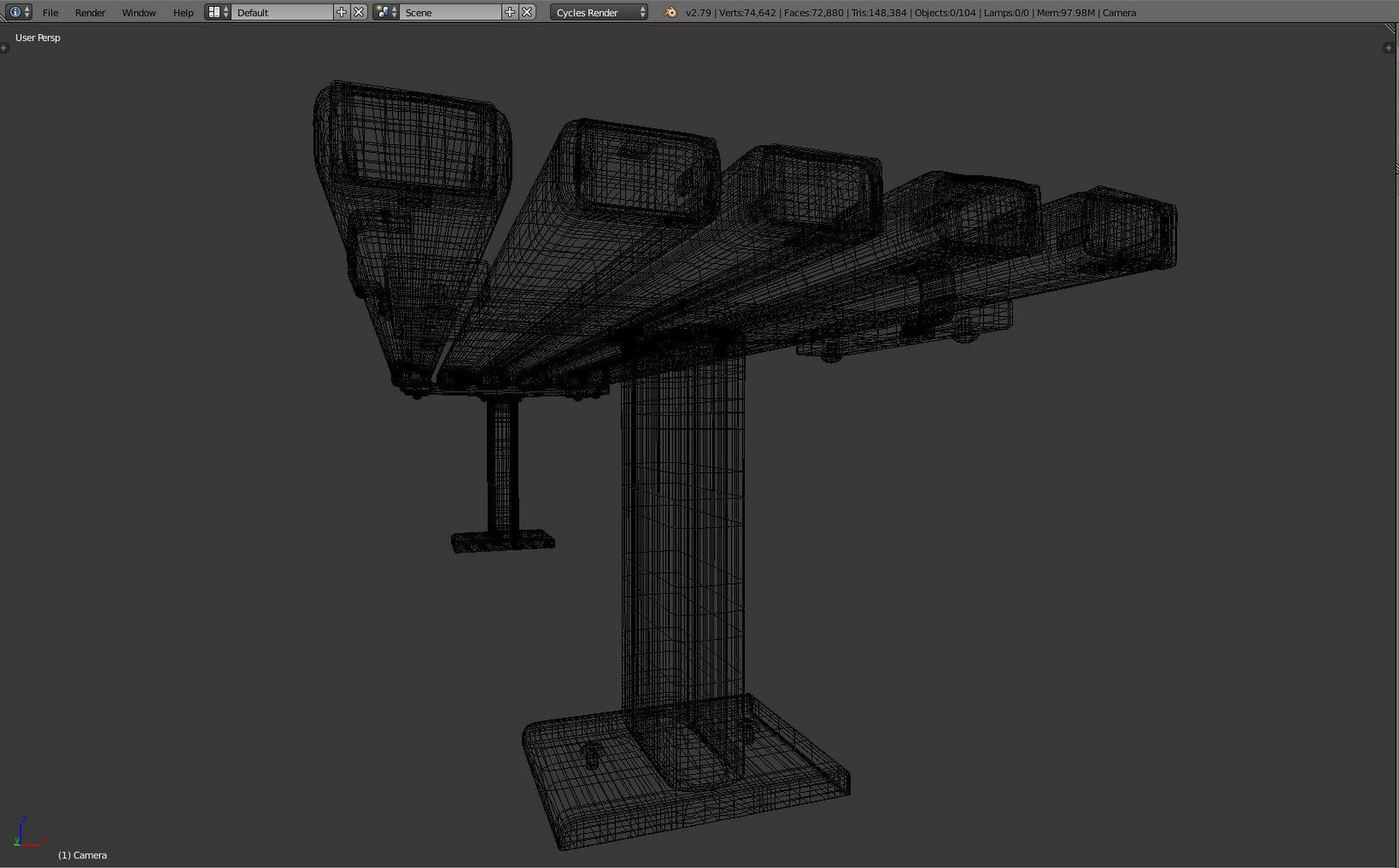 Bench Clean Metal 3D model_14