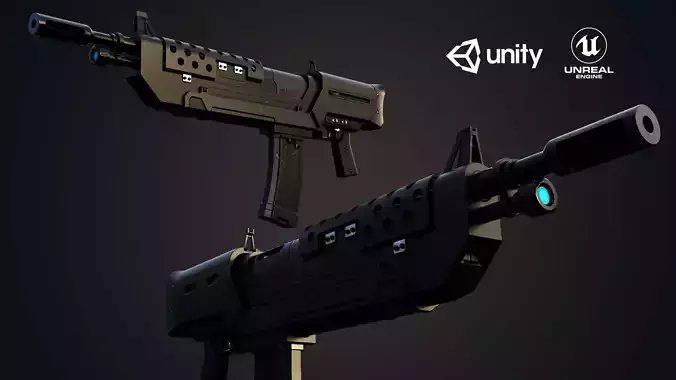 Sci-Fi Machine Gun SFG001 Low-Poly 