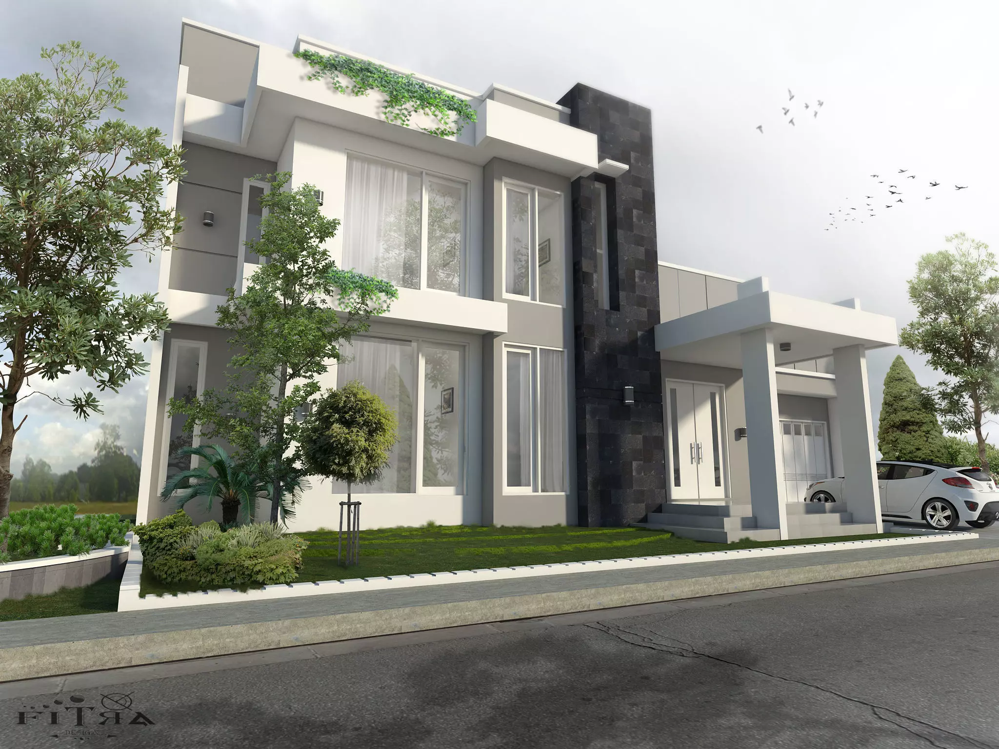 Contemporary house 3D model_0